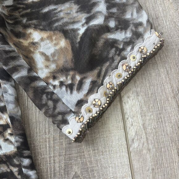 Chicos Womens Beaded Tunic Size 3 Sheer Maximalist Mob Wife Glam Boho Ethnic - Picture 10 of 15